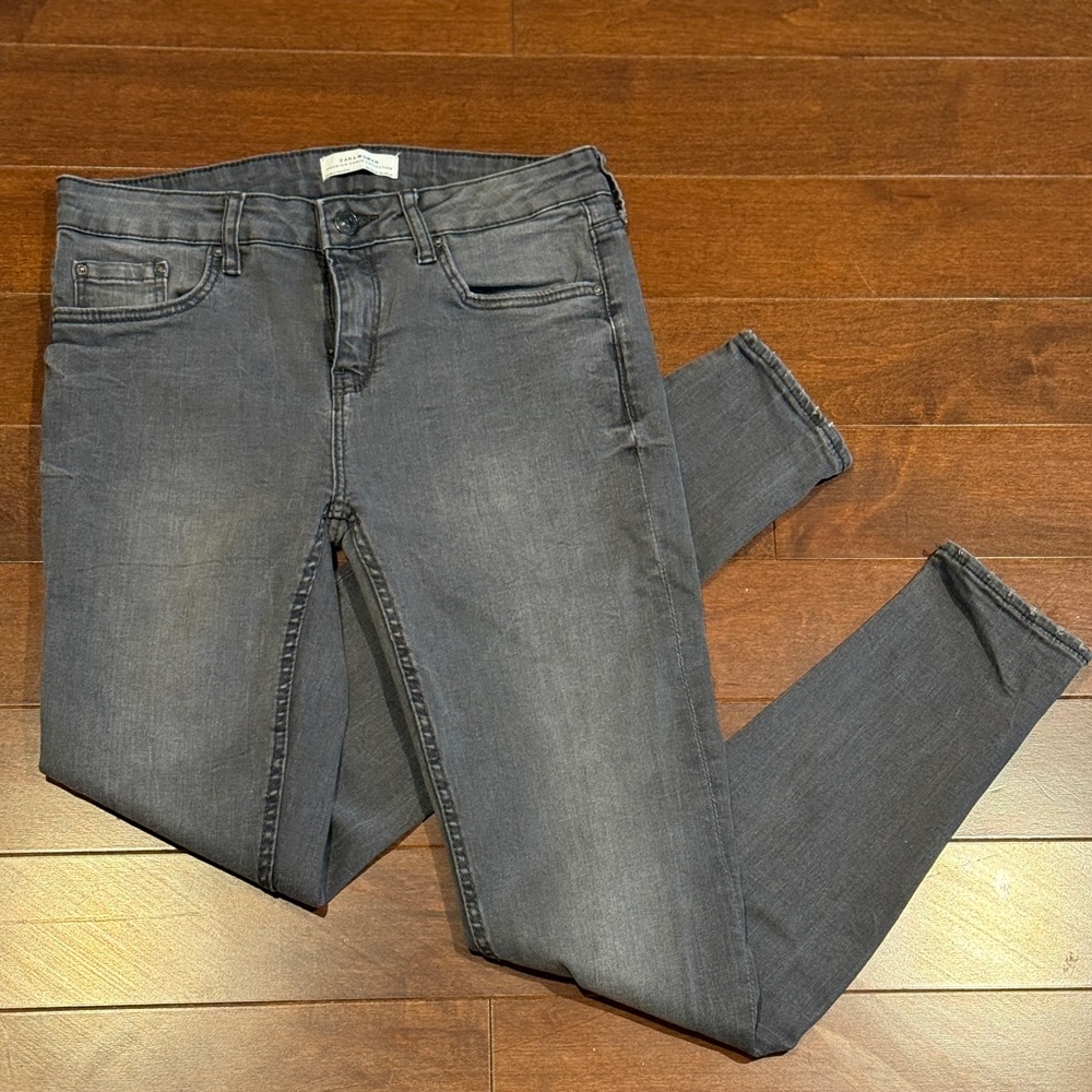 ZARA High-Rise Skinny Jeans | Size 28, Dark Grey
